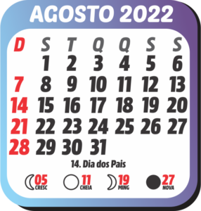 Calendário Agosto 2022